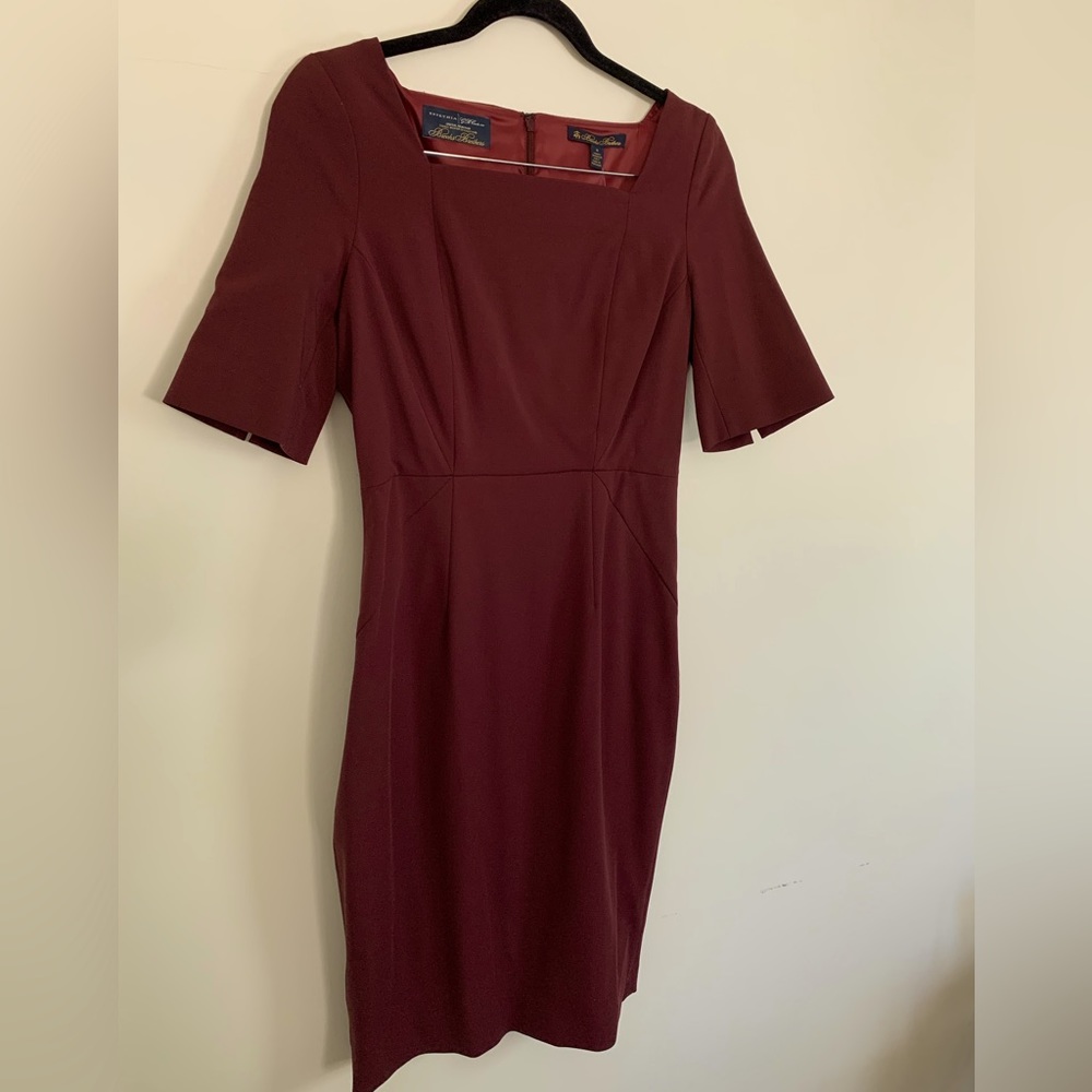 Brooks Brothers Estethia, NWT, Italian Wool Blend Lined Dress, Size 6, Burgundy